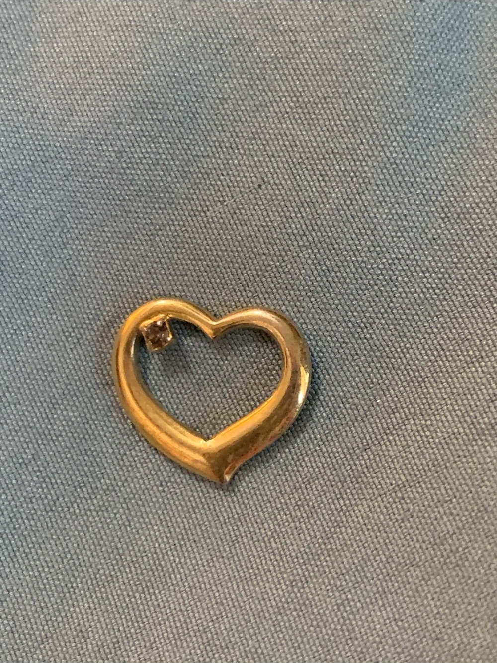 Floating Gold Heart Pendant Charm with Diamond Accent